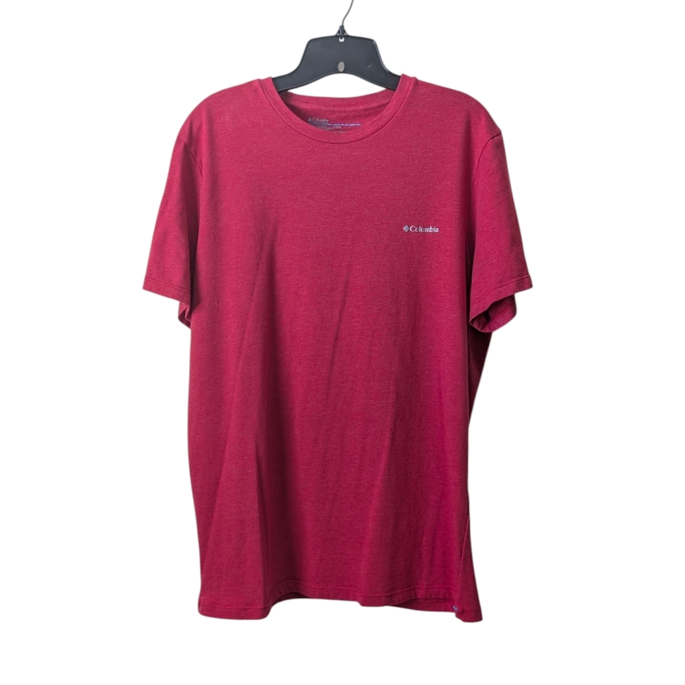 Columbia Sportswear Large Red with Blue Stitching Short Sleeve T-Shirt
